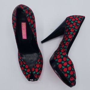 Betsey Johnson Peep Toe Pin-up Style Platforms
